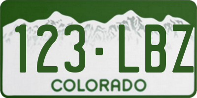 CO license plate 123LBZ