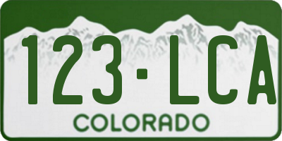 CO license plate 123LCA