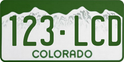CO license plate 123LCD
