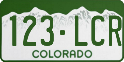 CO license plate 123LCR
