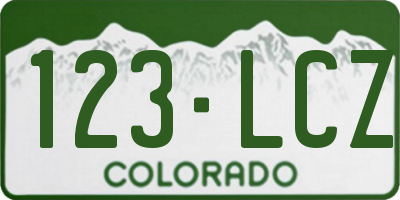 CO license plate 123LCZ