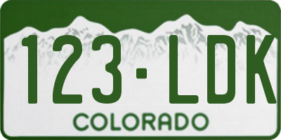 CO license plate 123LDK