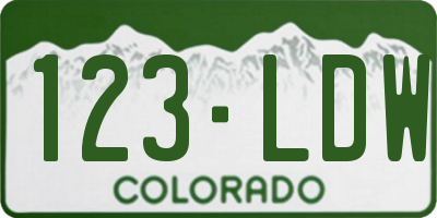 CO license plate 123LDW