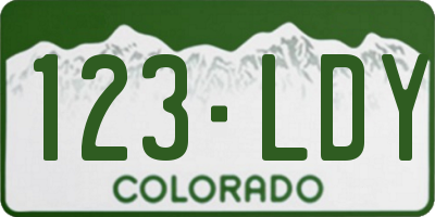 CO license plate 123LDY