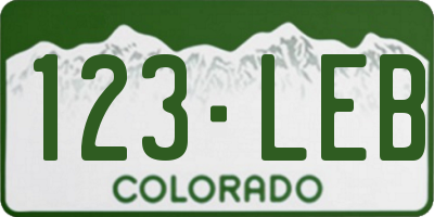 CO license plate 123LEB