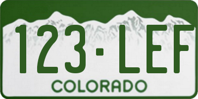 CO license plate 123LEF