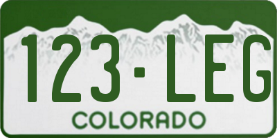 CO license plate 123LEG