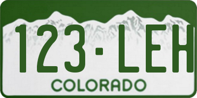 CO license plate 123LEH