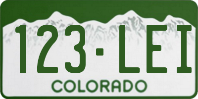 CO license plate 123LEI