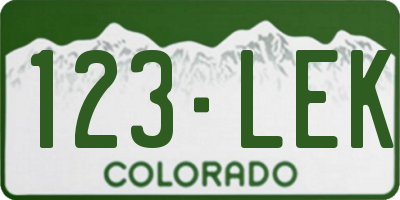 CO license plate 123LEK