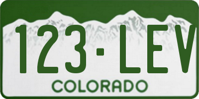 CO license plate 123LEV
