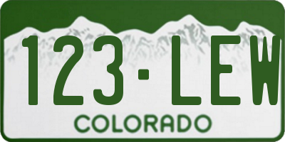 CO license plate 123LEW