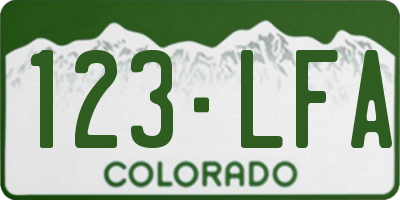 CO license plate 123LFA