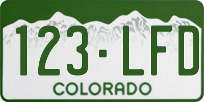 CO license plate 123LFD