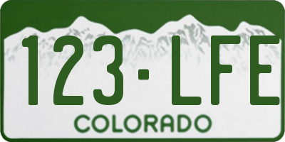 CO license plate 123LFE