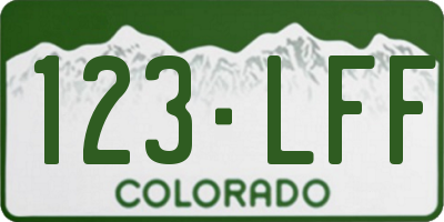 CO license plate 123LFF