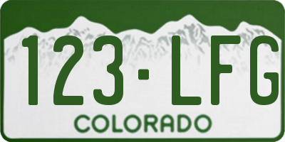 CO license plate 123LFG