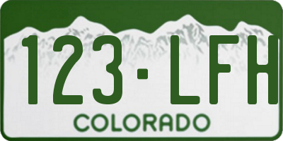 CO license plate 123LFH