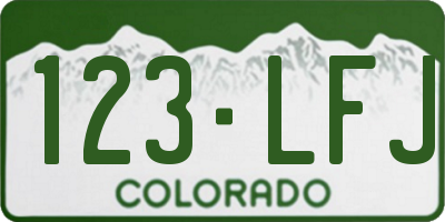 CO license plate 123LFJ