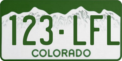 CO license plate 123LFL