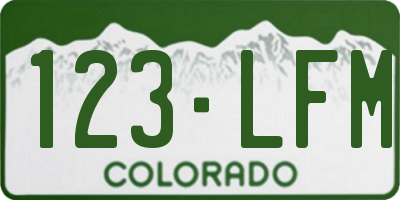 CO license plate 123LFM