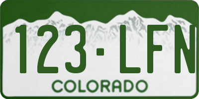 CO license plate 123LFN