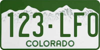 CO license plate 123LFO
