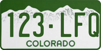 CO license plate 123LFQ