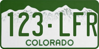 CO license plate 123LFR