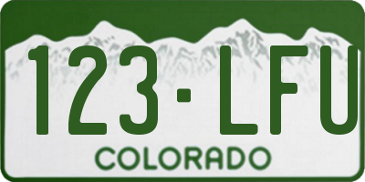 CO license plate 123LFU