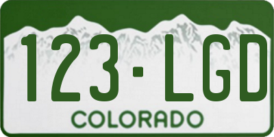 CO license plate 123LGD