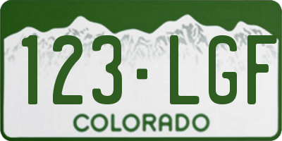 CO license plate 123LGF