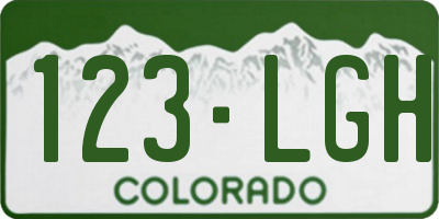 CO license plate 123LGH
