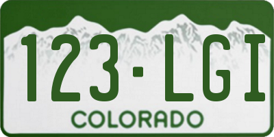 CO license plate 123LGI