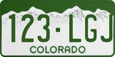 CO license plate 123LGJ