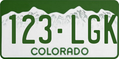 CO license plate 123LGK