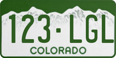 CO license plate 123LGL