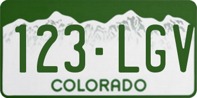 CO license plate 123LGV