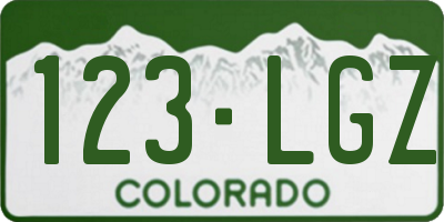 CO license plate 123LGZ