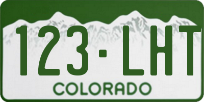 CO license plate 123LHT