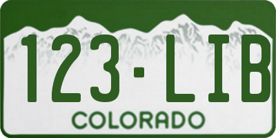 CO license plate 123LIB