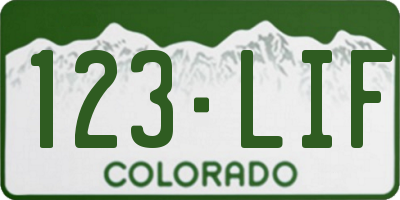 CO license plate 123LIF