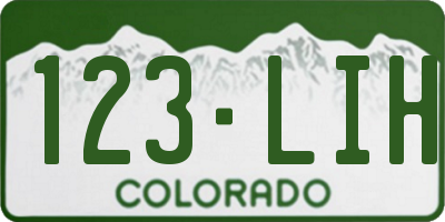 CO license plate 123LIH