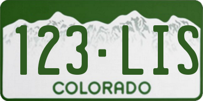 CO license plate 123LIS