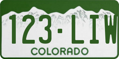 CO license plate 123LIW
