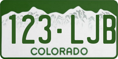 CO license plate 123LJB