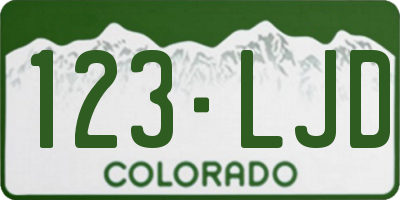 CO license plate 123LJD
