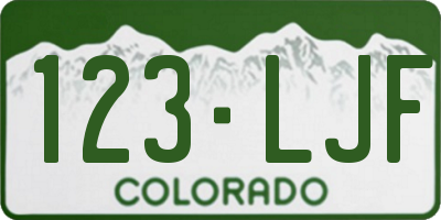 CO license plate 123LJF