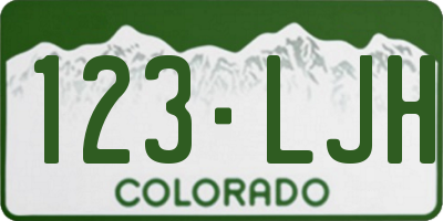 CO license plate 123LJH