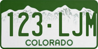 CO license plate 123LJM